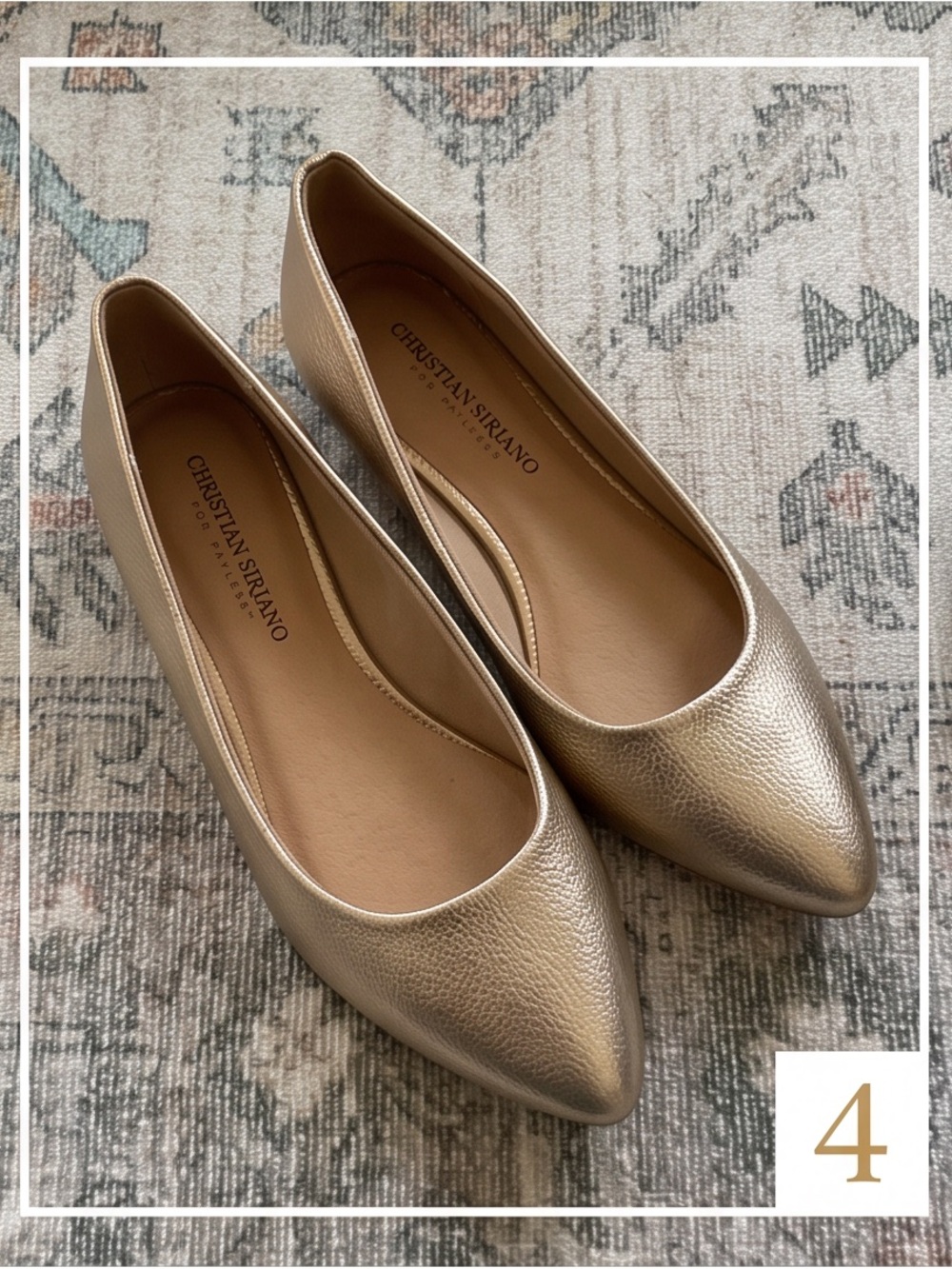 Christian Siriano Metallic Gold Pointed Toe Flats